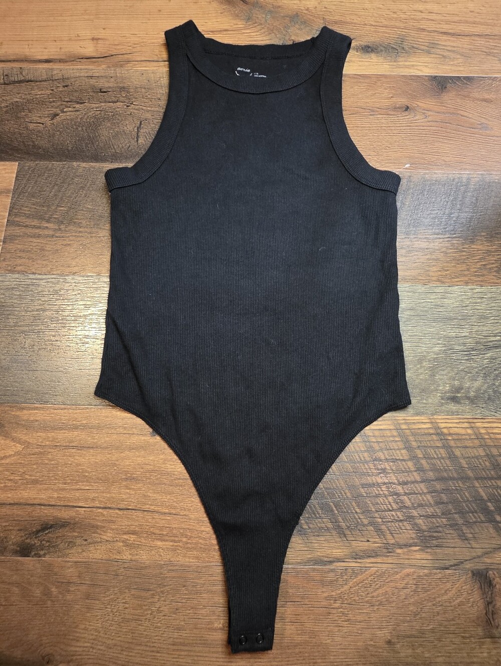 Aerie High Neck Black Ribbed Tank Bodysuit